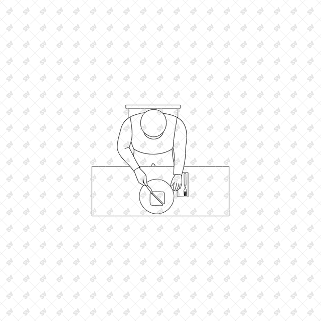 CAD, Vector, PNG Characters at a Coffee Shop in Top View