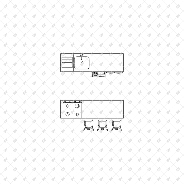 CAD, Vector Kitchens in Top View