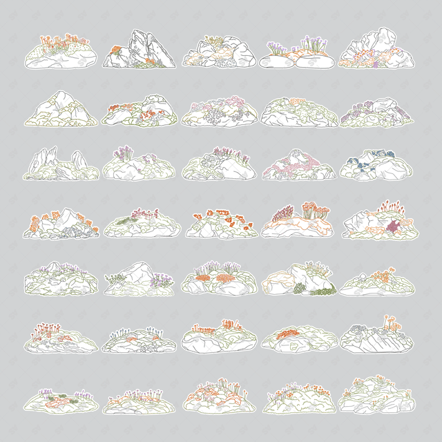 CAD, Vector, PNG Rockscapes in Color and B/W