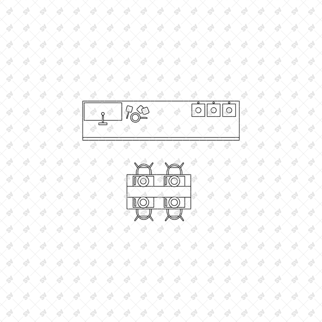 CAD, Vector Kitchens in Top View