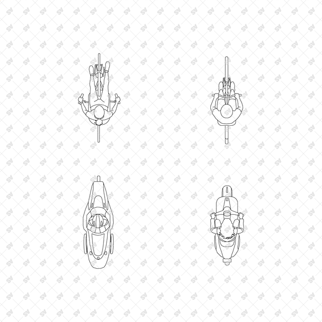 CAD, Vector, PNG Vehicles and Riders in Top View
