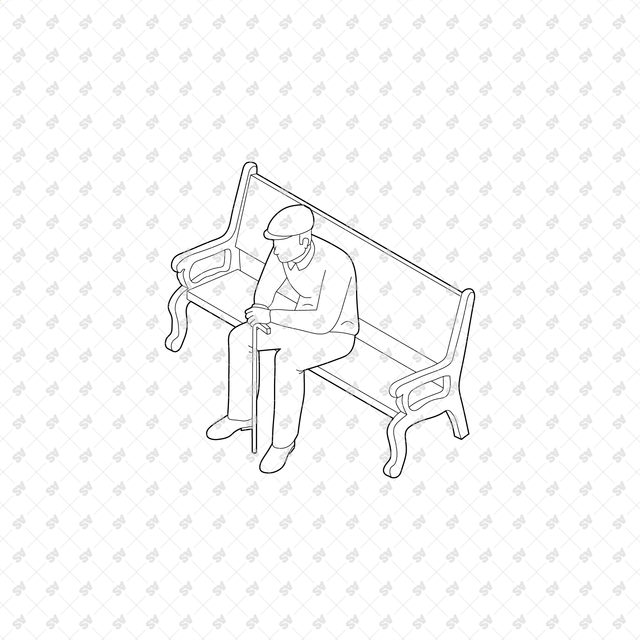 CAD, Vector, PNG Isometric Elderly People