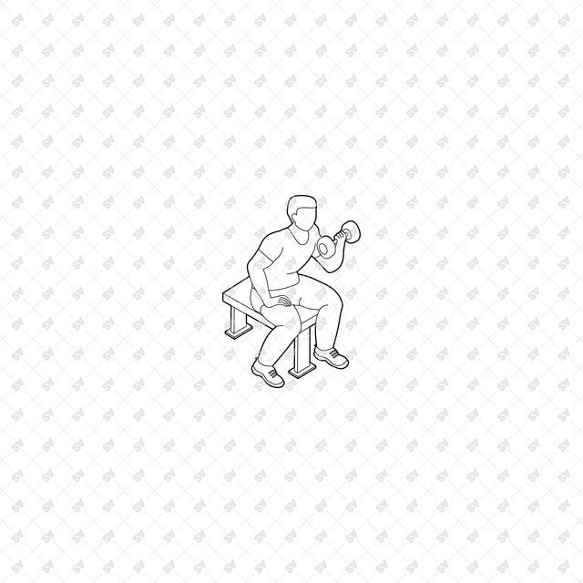CAD, Vector, PNG Isometric View Workout Characters