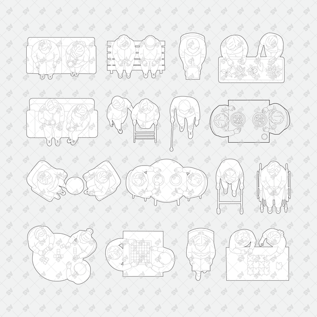 CAD, Vector, PNG Senior Living Characters Top View