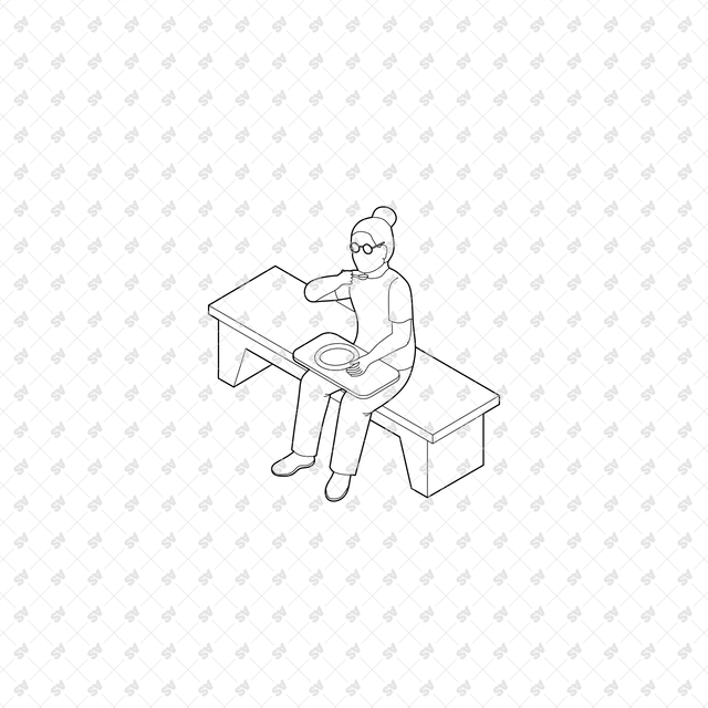 CAD, Vector, PNG Isometric Elderly People