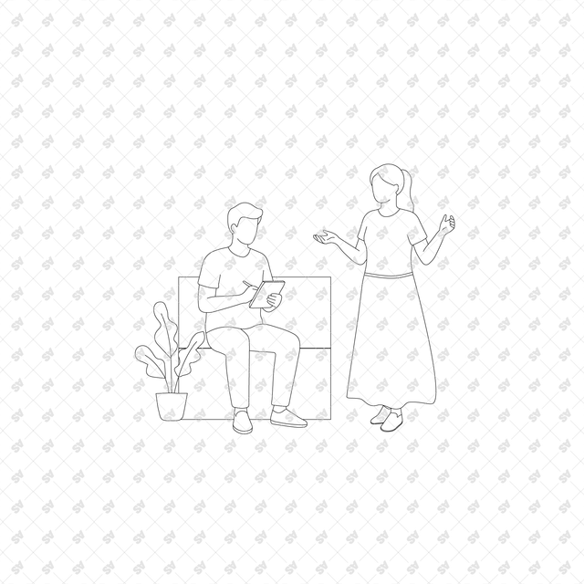 CAD, Vector, PNG People Doing Urban Activities in Front and Side Views