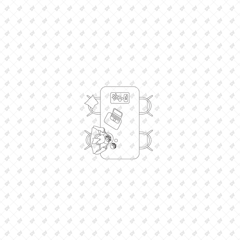 CAD, Vector, PNG Dining Tables and Chairs Layouts in Top View – Studio ...
