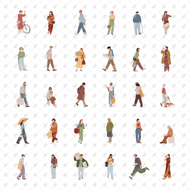 Vector PNG Urban Characters in Color