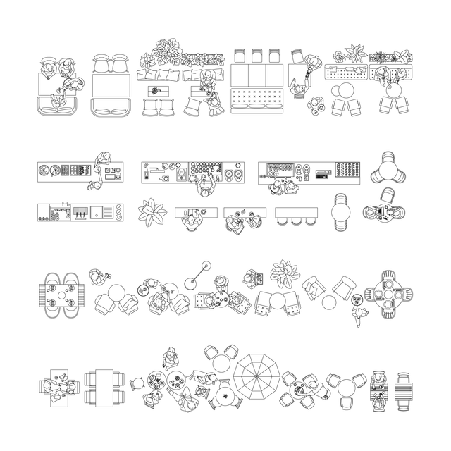 CAD, Vector All You Need for Coffee Shop Design (Top view) - Mega Pack