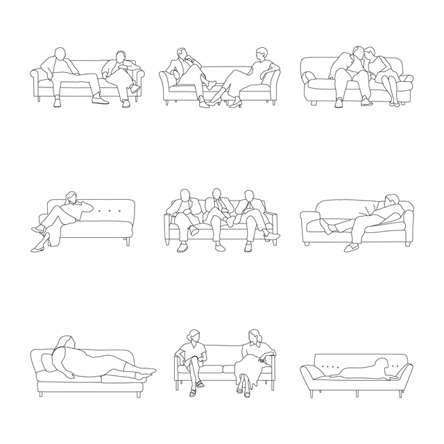 Vector Characters on Sofa Set