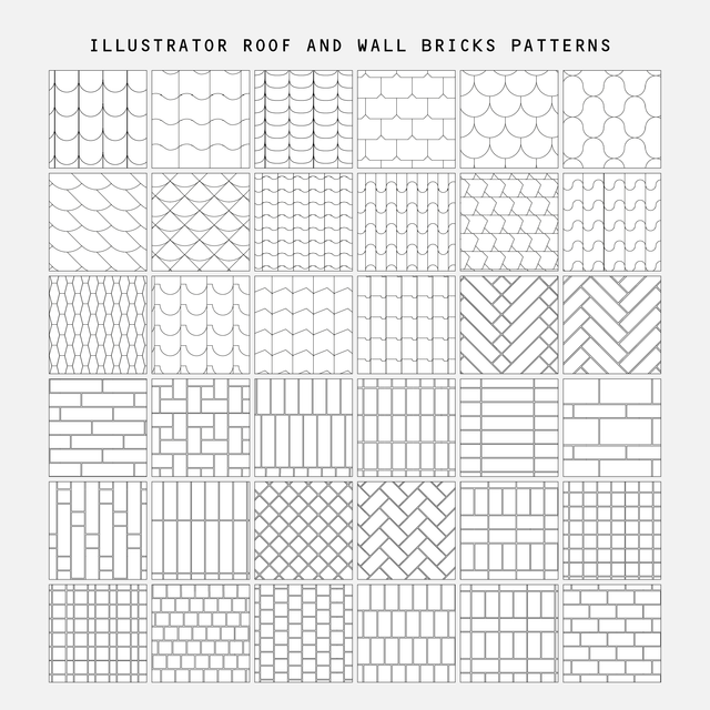 Illustrator Roof and Wall Brick Pattern Library Mega-Pack (41 Patterns)