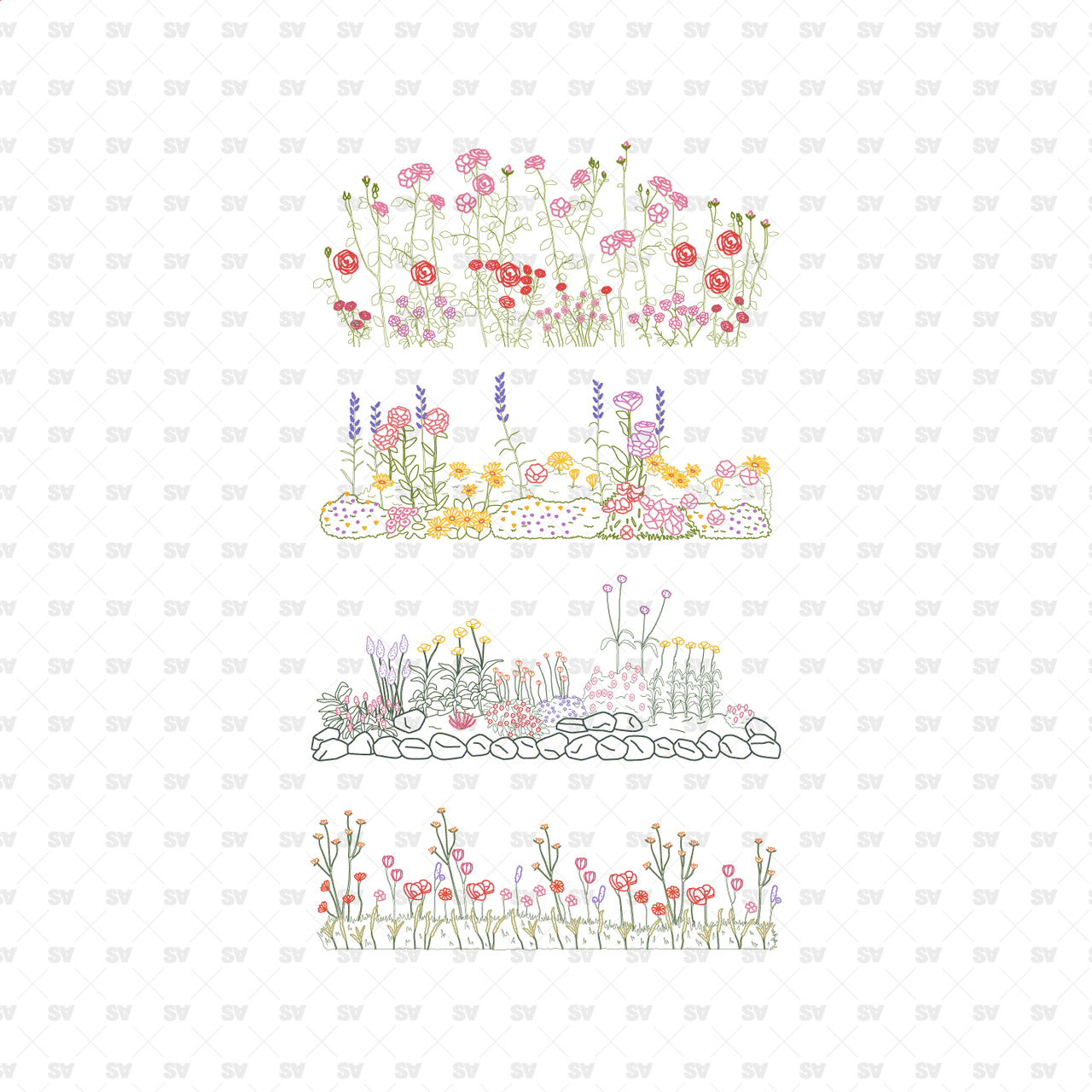 CAD, Vector Flower Beds in Color and B/W – Studio Alternativi