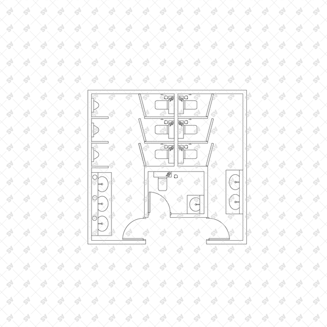 CAD, Vector, PNG Public Toilet Layouts in Top View