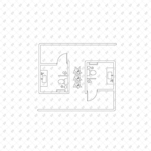 CAD, Vector, PNG Public Toilet Layouts in Top View