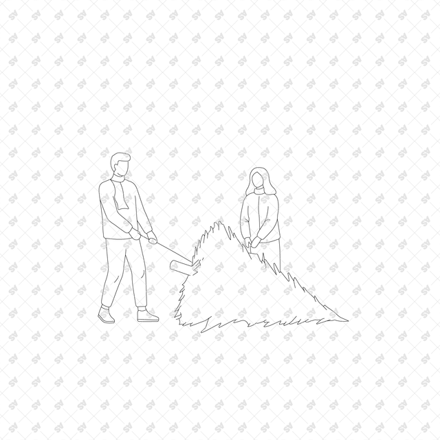 CAD, Vector, and PNG People in Winter and Christmas Activities, Front and Side Views