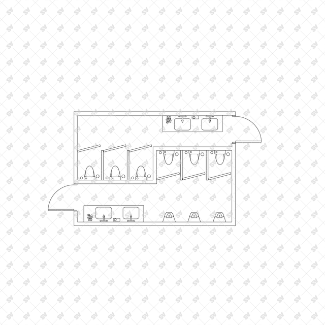 CAD, Vector, PNG Public Toilet Layouts in Top View