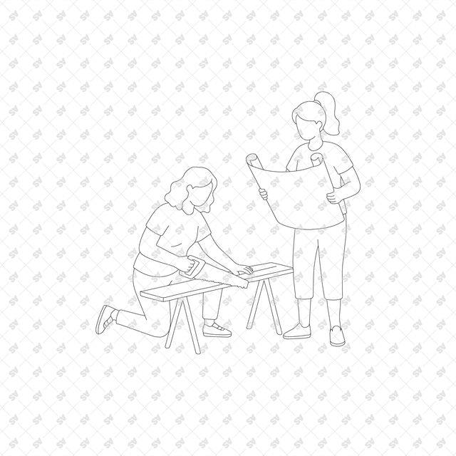 CAD, Vector, PNG Home Renovation in Front and Side Views