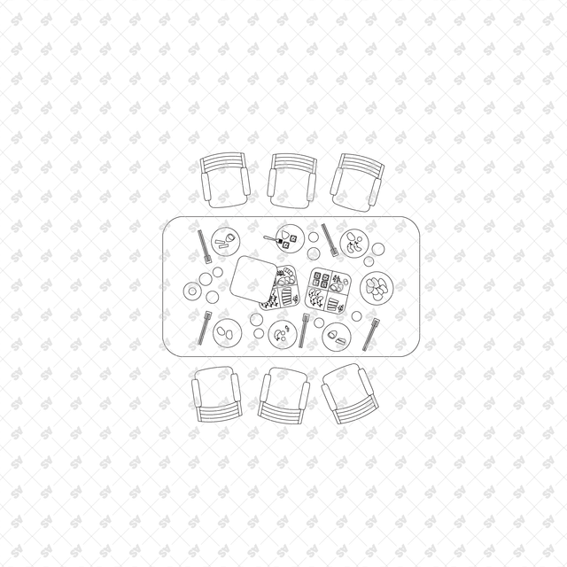 CAD, Vector, PNG Dining Tables and Chairs Layouts in Top View