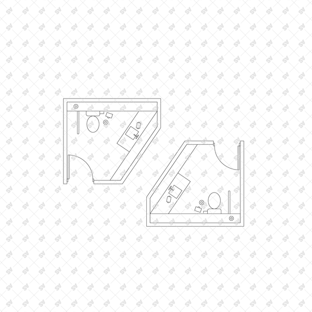 CAD, Vector, PNG Public Toilet Layouts in Top View