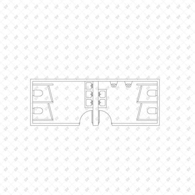 CAD, Vector, PNG Public Toilet Layouts in Top View