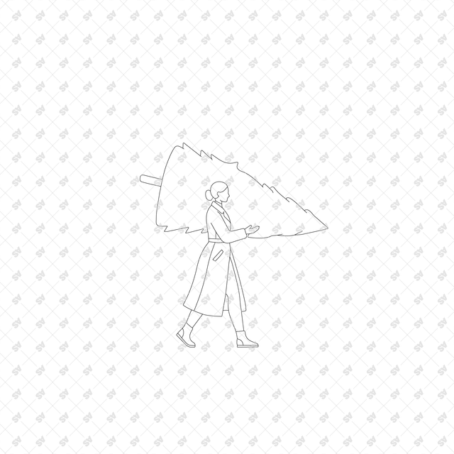 CAD, Vector, and PNG People in Winter and Christmas Activities, Front and Side Views