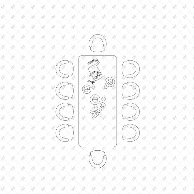 CAD, Vector, PNG Dining Tables and Chairs Layouts in Top View