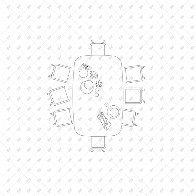 CAD, Vector, PNG Dining Tables and Chairs Layouts in Top View