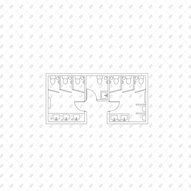 CAD, Vector, PNG Public Toilet Layouts in Top View