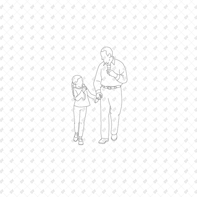 CAD, Vector, PNG People Doing Urban Activities in Front and Side Views