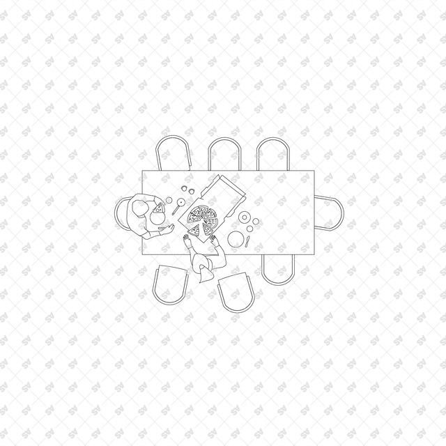 CAD, Vector, PNG Dining Tables and Chairs Layouts in Top View