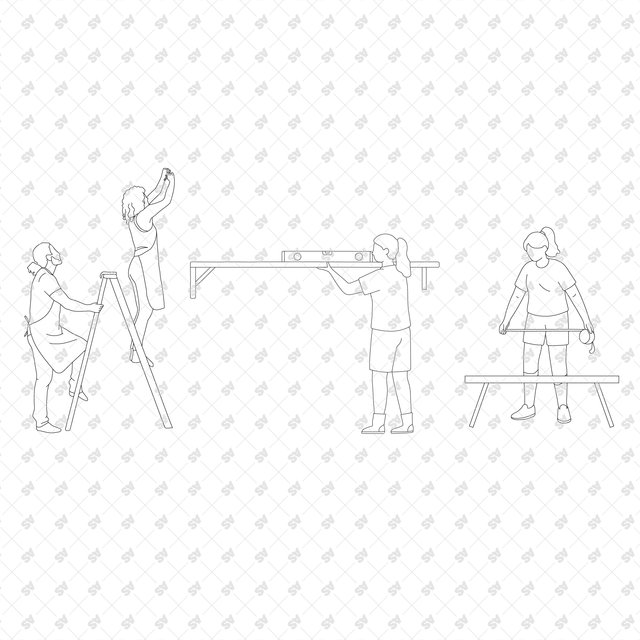 CAD, Vector, PNG Home Renovation in Front and Side Views