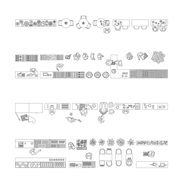 CAD, Vector All You Need for a Bakery and a Coffee Shop Design Mega Pack (Top, Side View)