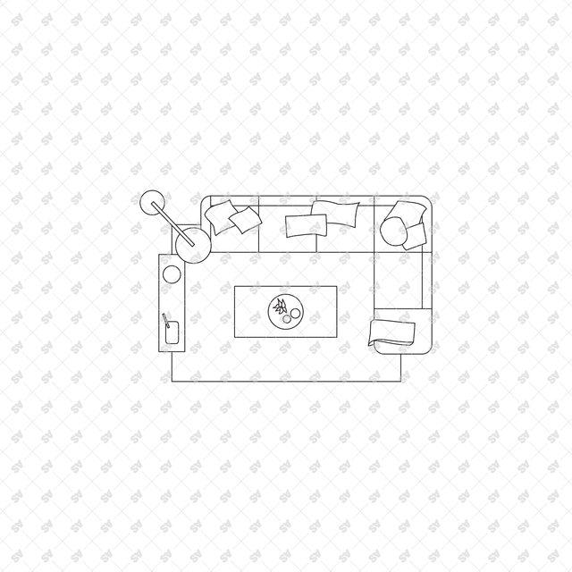 CAD, Vector, PNG Living Rooms in Top View