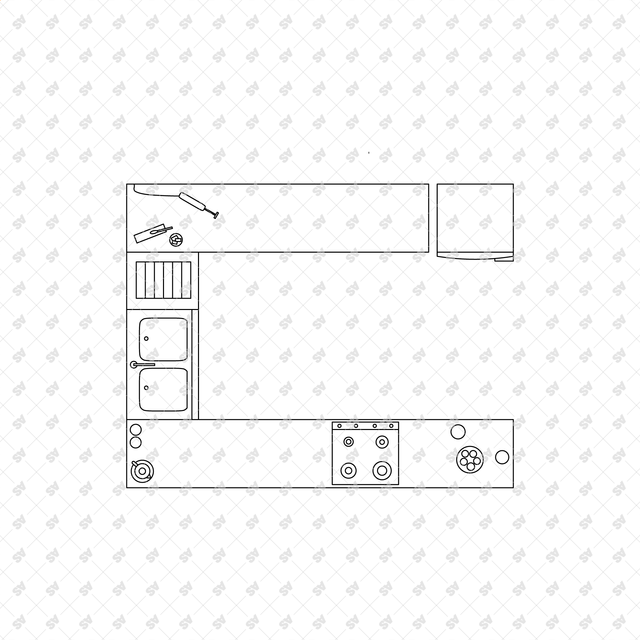 CAD, Vector Kitchens in Top View