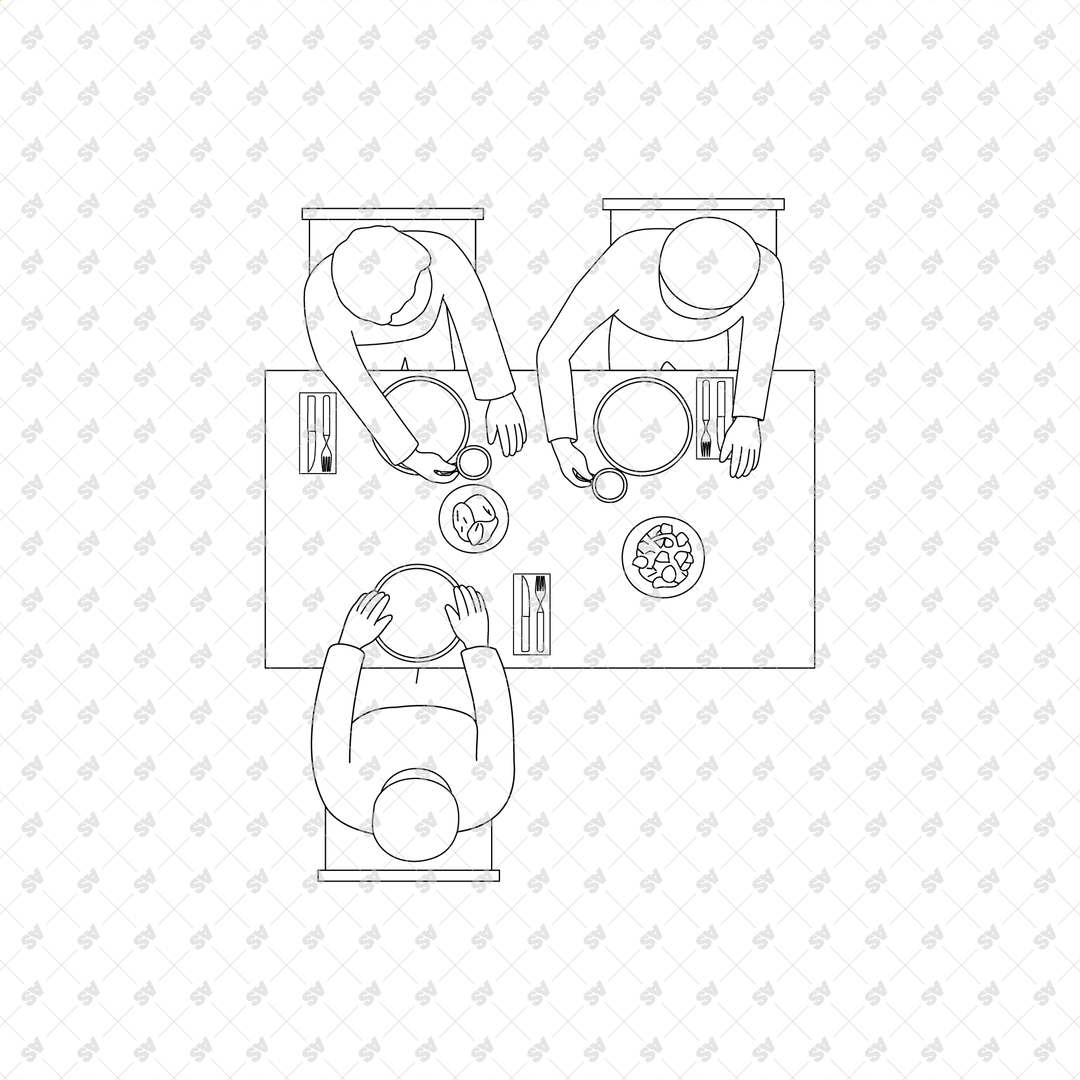 Cafe Top View CAD Illustrations | Coffee Shop Line Art – Studio Alternativi