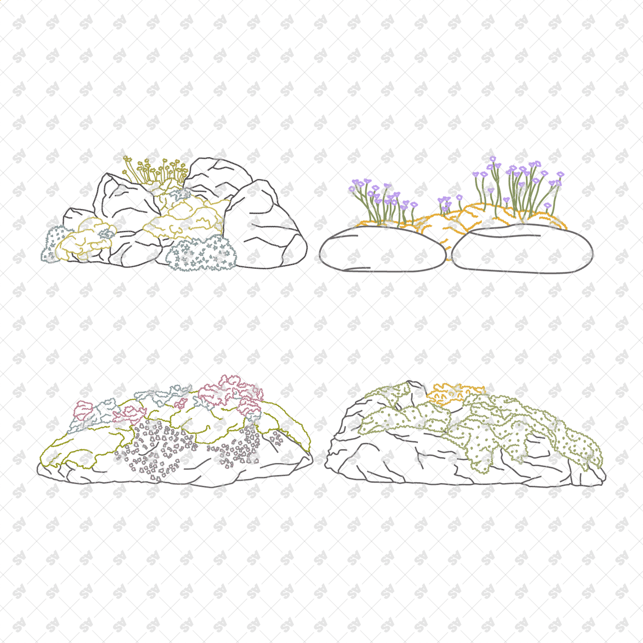 CAD, Vector, PNG Rockscapes in Color and B/W | Studio Alternativi