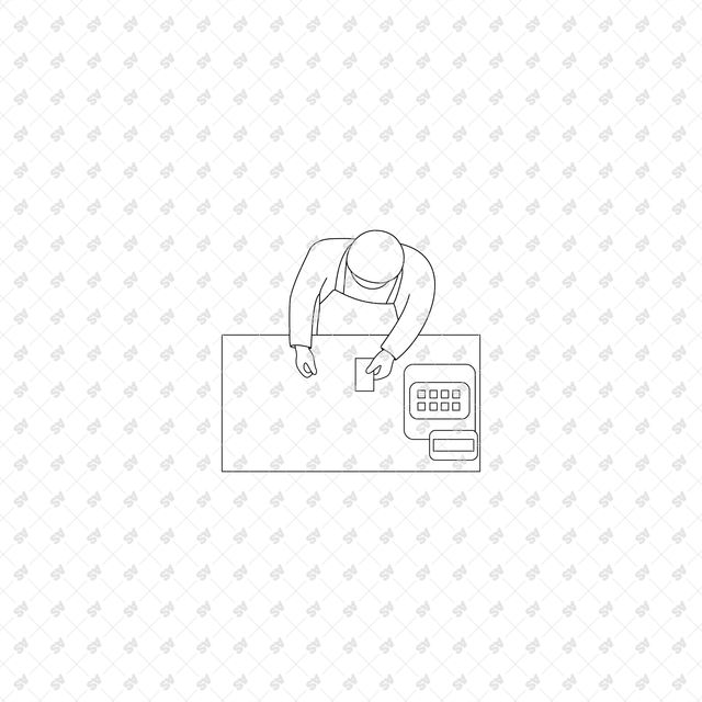 CAD, Vector, PNG Characters at a Coffee Shop in Top View