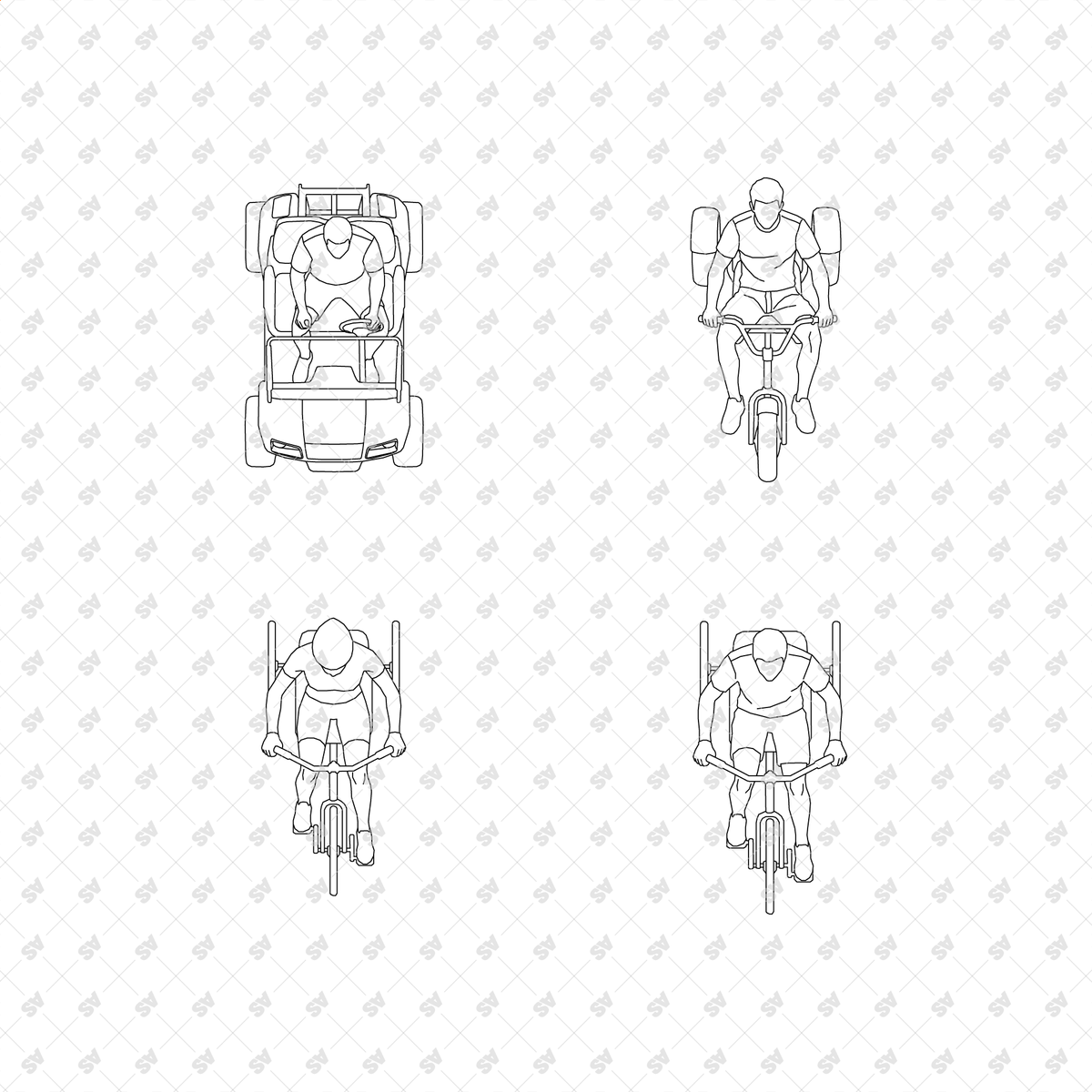 CAD, Vector, PNG Vehicles and Riders in Top View – Studio Alternativi