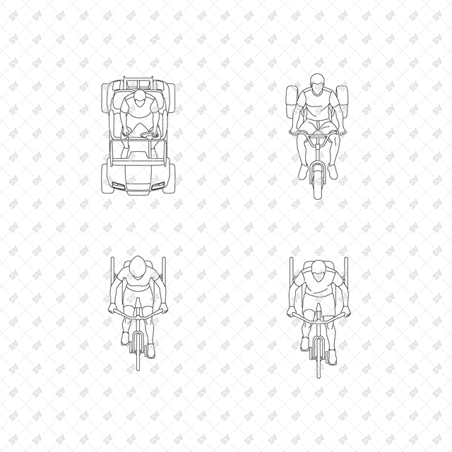 CAD, Vector, PNG Vehicles and Riders in Top View