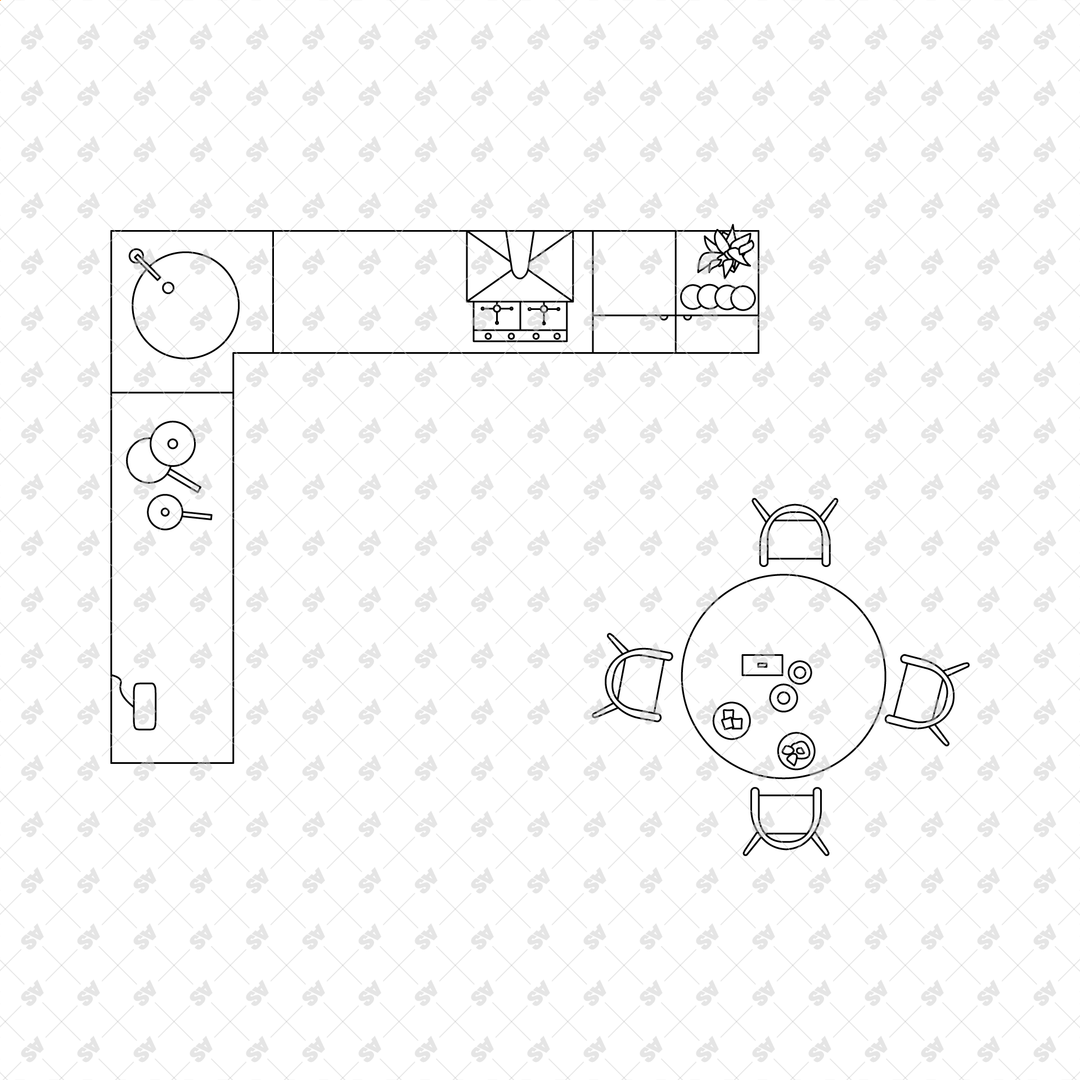 CAD, Vector Kitchens in Top View Layouts – Studio Alternativi