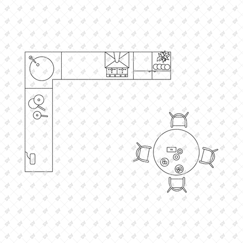 CAD, Vector Kitchens in Top View Layouts – Studio Alternativi