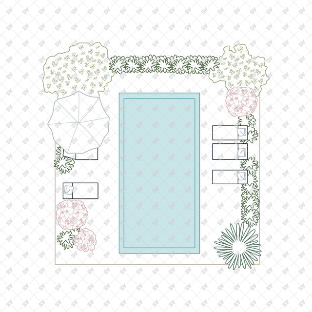 CAD, Vector, PNG Swimming Pools in Top View in Color and B/W