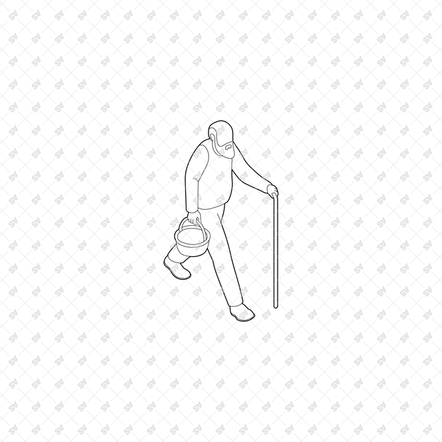 CAD, Vector, PNG Isometric Elderly People