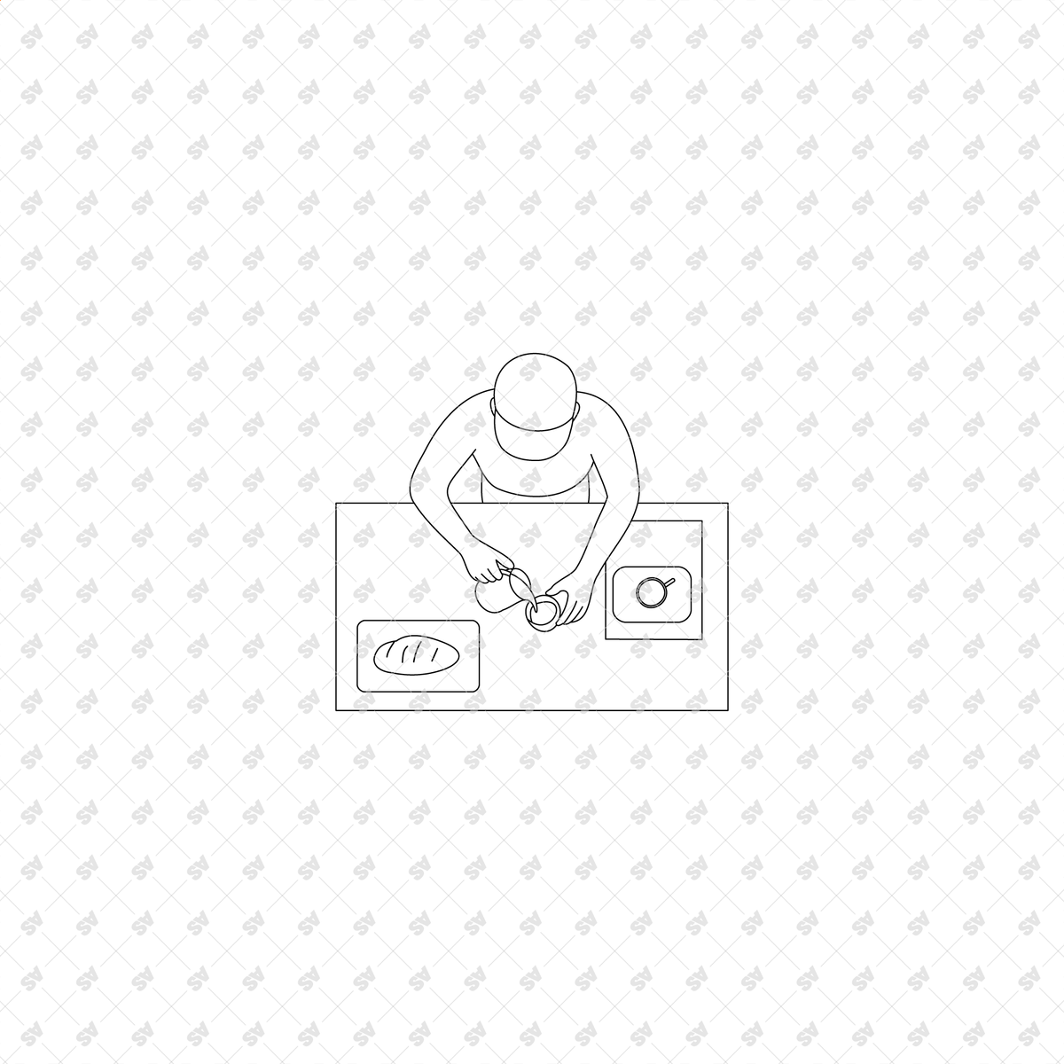 Cafe Top View CAD Illustrations | Coffee Shop Line Art – Studio Alternativi