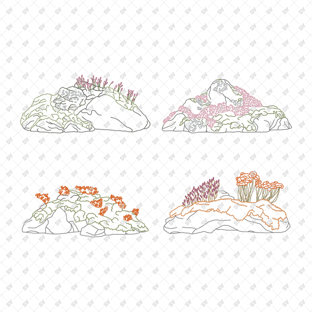 CAD, Vector, PNG Rockscapes in Color and B/W