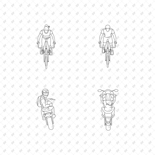 CAD, Vector, PNG Vehicles and Riders in Top View