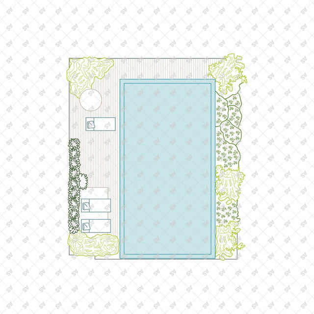 CAD, Vector, PNG Swimming Pools in Top View in Color and B/W