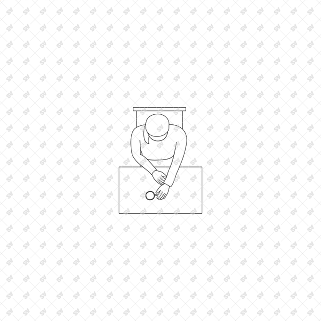 CAD, Vector, PNG Characters at a Coffee Shop in Top View