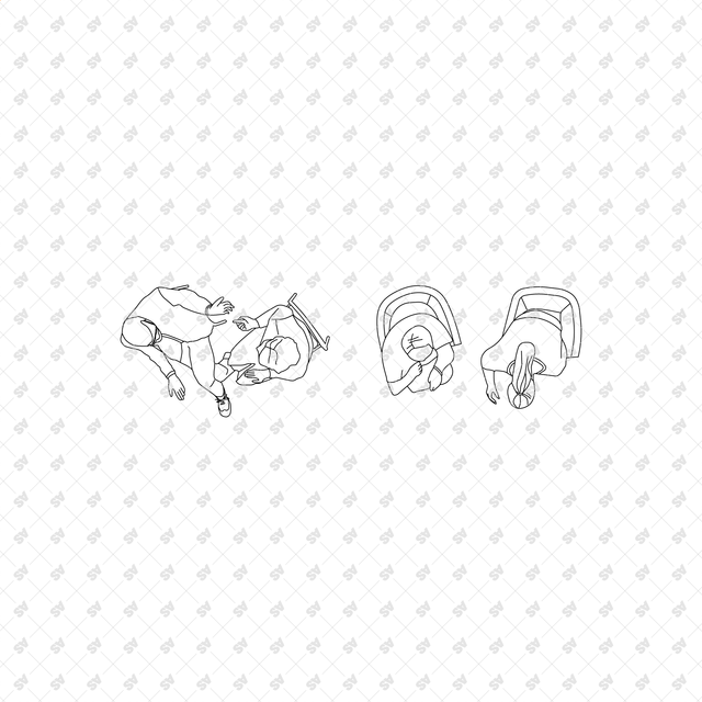 CAD, Vector Home Life Characters in Plan View Multi-Pack (Top view)