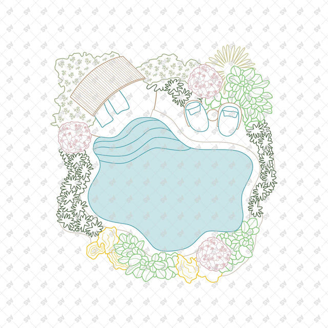 CAD, Vector, PNG Swimming Pools in Top View in Color and B/W